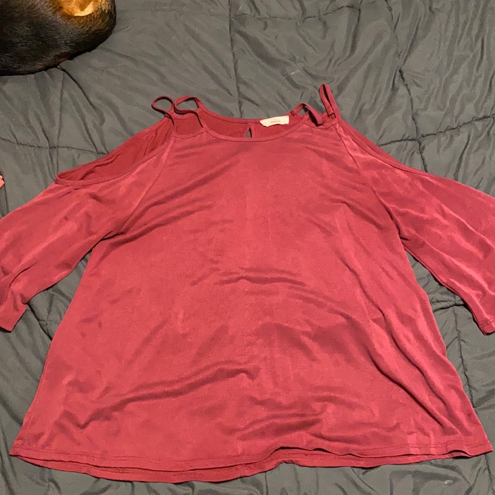 Off The Shoulder Maroon Shirt! Size Large